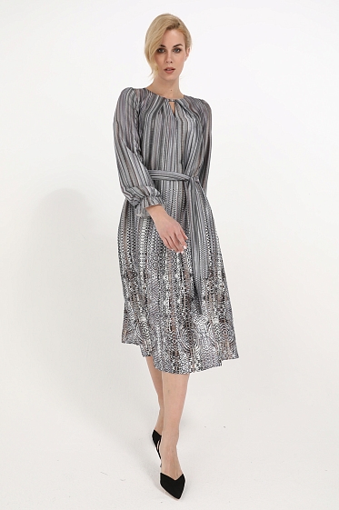 Платье, цвет принт абстрактный стальной серый, 11535-4285/4 - фото